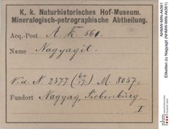 Etiketten zu Nagyagit (NHMW-MIN-Ak561)